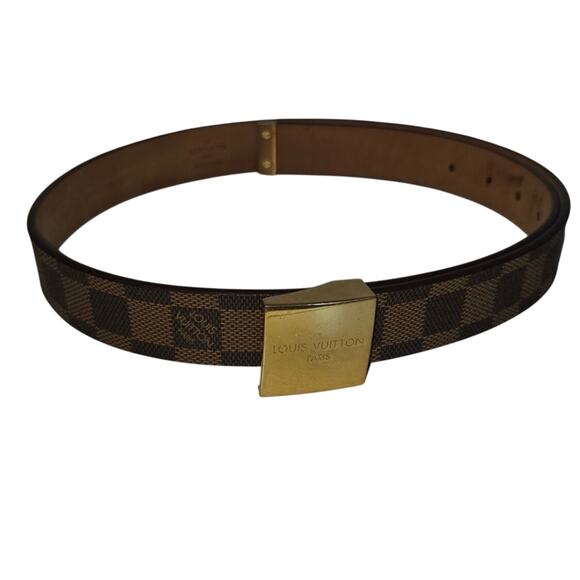 Louis Vuitton Other - Louis Vuitton Damier Ebene Brown Belt with Gold Buckle